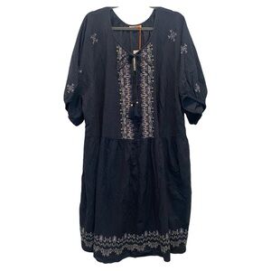 NWT Knox Rose Blue Boho Embroidered Dress Size 4X